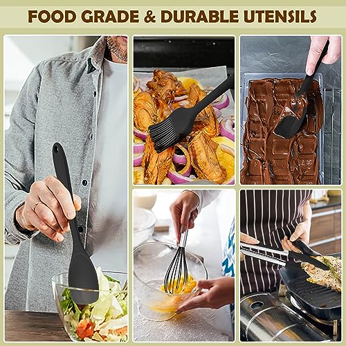 Herogo Kitchen Utensils Set of 12, Silicone Cooking Utensils Set with Holder for Baking, Cooking, Non Stick & Heat Resistant Cookware Include Spatula Whisk Spoon Turner Tongs, Dishwasher Safe (Black) - Image 6