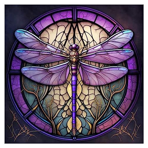 Stalente Diamond Painting Kits for Adults, 5D DIY Diamond Art Kits for Beginners Round Full Drill Diamond Painting for Home Wall Decoration Gift 12×12inch, Dragonfly