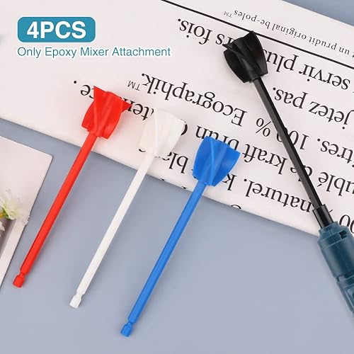 Miniatura 8 de QOONESTL Paletas mezcladoras de resina, 4 paletas mezcladoras de pintura reutilizables, accesorio multiuso para resina, pintura, silicona, mezcla de