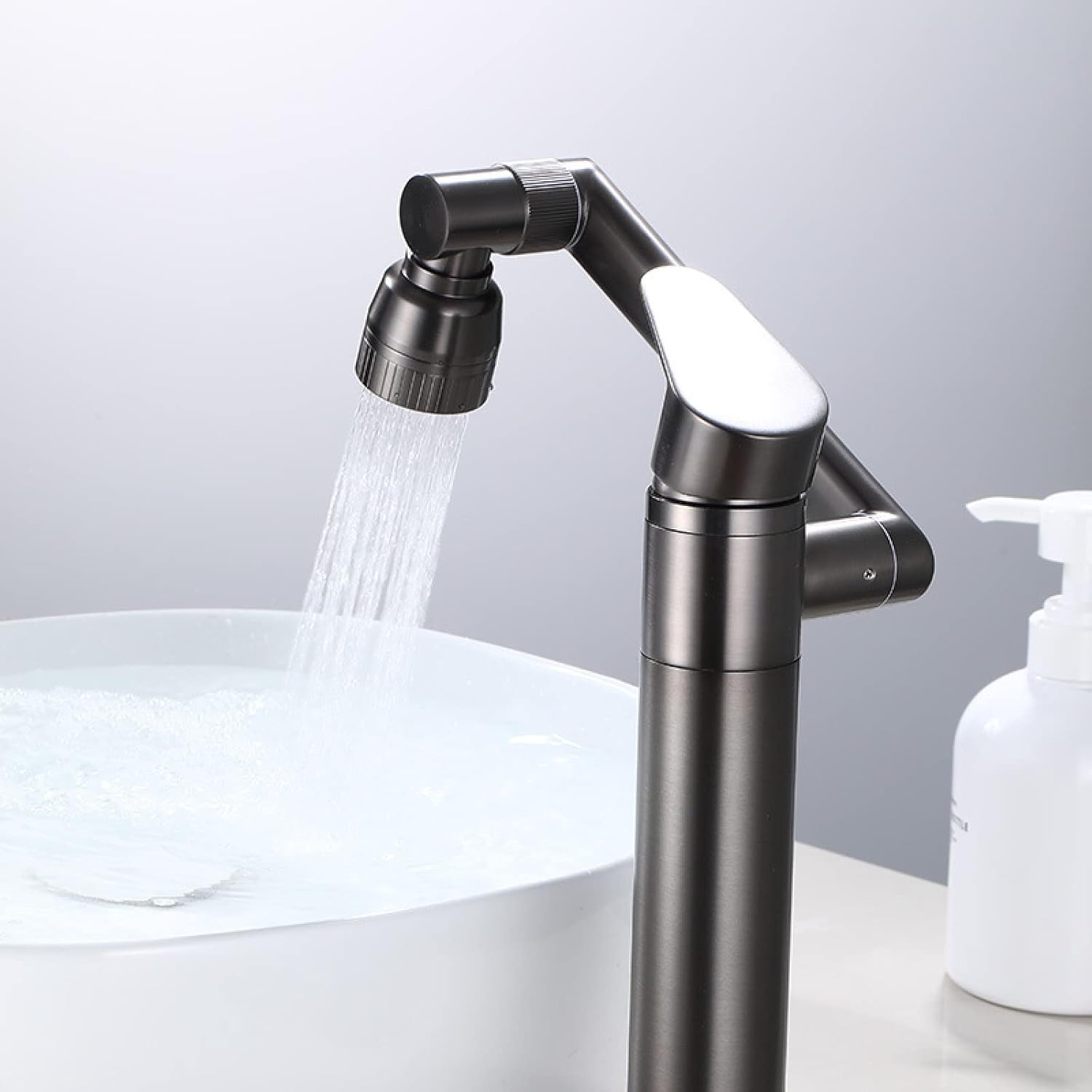 All Copper Toilet Faucet hot and Cold Water washbasin washbasin Multi-Functional Lucky cat countertop Basin Shampoo can be rotated, Antique Short (Double Outlet)