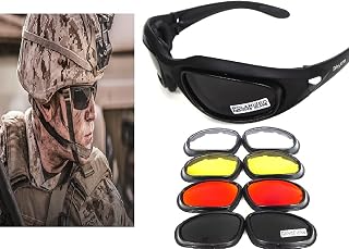 GALAXYLENSE Air Soft Sport Military Eye Protection Glasses - Baseball High Impact Resistant Sunglasses - Motorcycle Glasses - Provide Polarized UV Protection & Comfort - 4 Polycarbonate Lenses