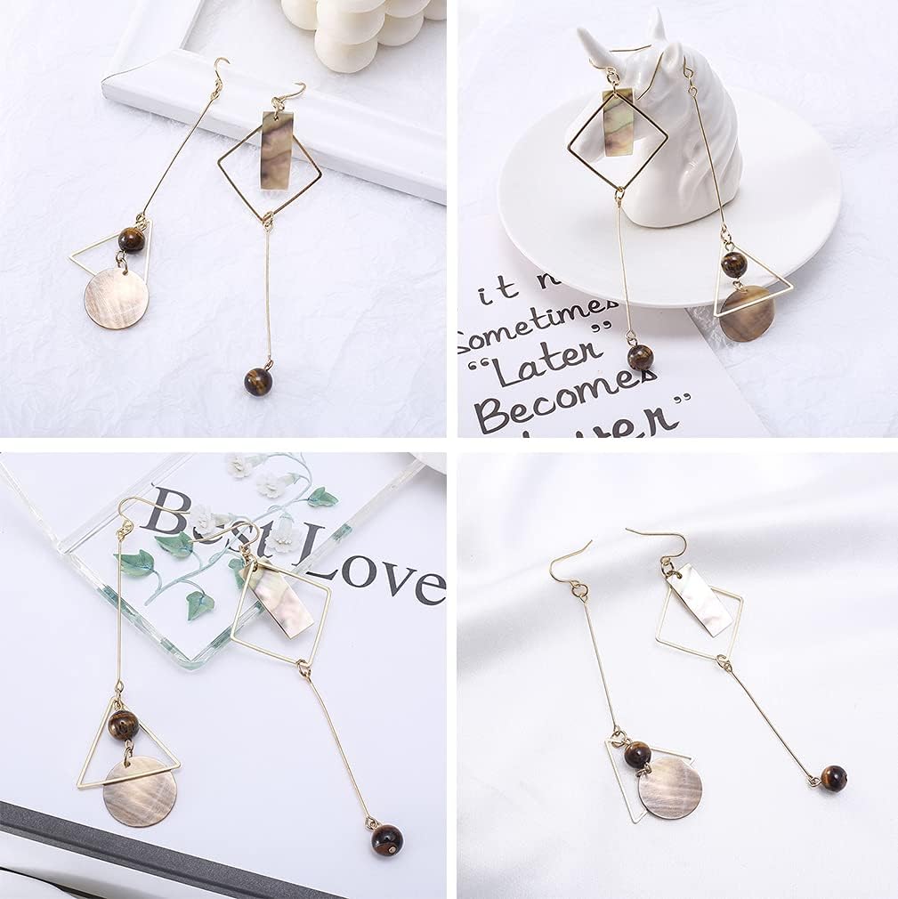 Mismatch Asymmetry Abstract Drop Dangle Abalone Shell Earrings for Woman - Image 8