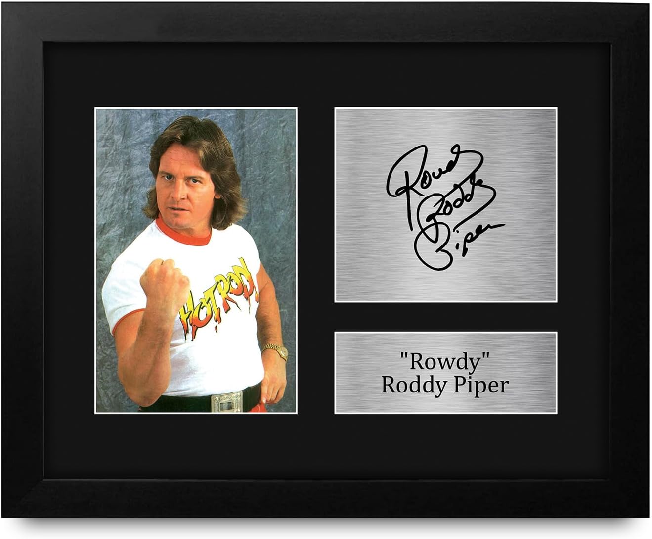 HWC Trading Rowdy Roddy Piper Framed Gifts Printed Signed Autograph Picture for WWE & WWF Memorabilia Fans - US Letter Size