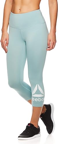 Miniatura 2 de Reebok - Leggings deportivos para mujer, cintura alta, a media pierna, recortados, rendimiento de compresión, Verde, M