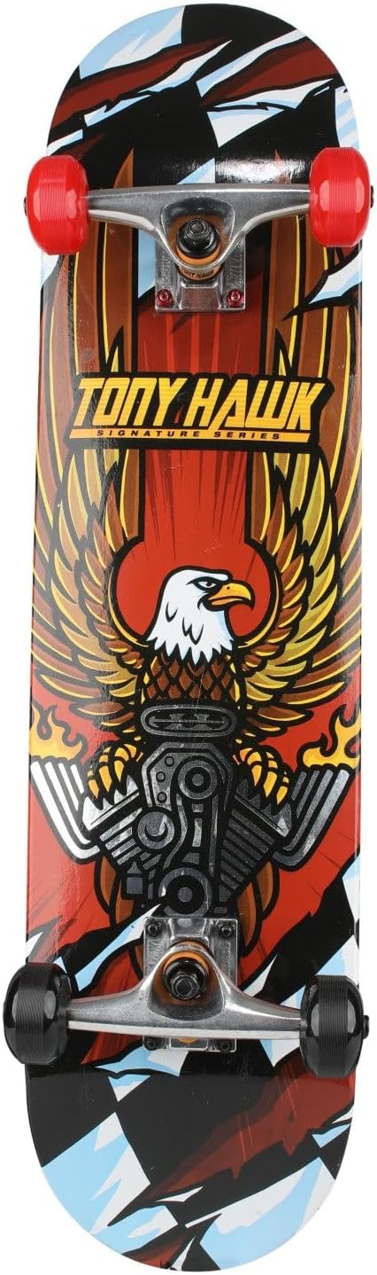 Tony Hawk 31 inch Skateboard, Tony Hawk Signature Series 3, Metallic Graphics & 9-ply Maple Deck Skateboard for Cruising, Carving, Tricks and Downhill, Hawk Engine