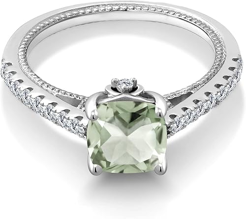 Vista 3 de Gem Stone King Anillo de compromiso de plata de ley 925 con piedra natal de 0.276 in y zafiro blanco creado Anillo de compromiso de boda