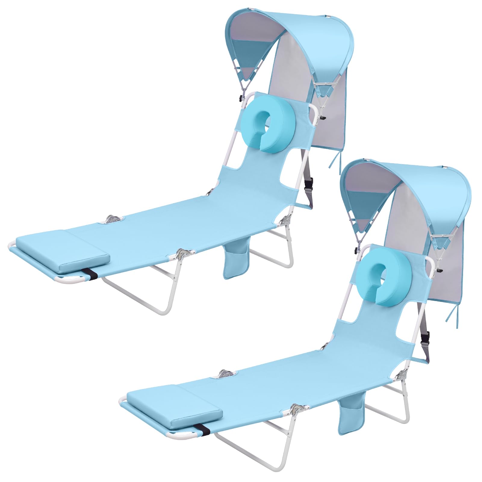 Minndudu Backpack Beach Tanning Lounge Chair with Canopy