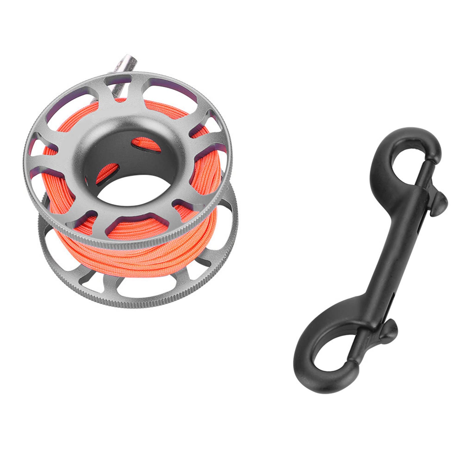 Keep Diving Aviation Aluminium Finger Reel Clip Scuba Diving Tech Spool 15m Line (Grau)