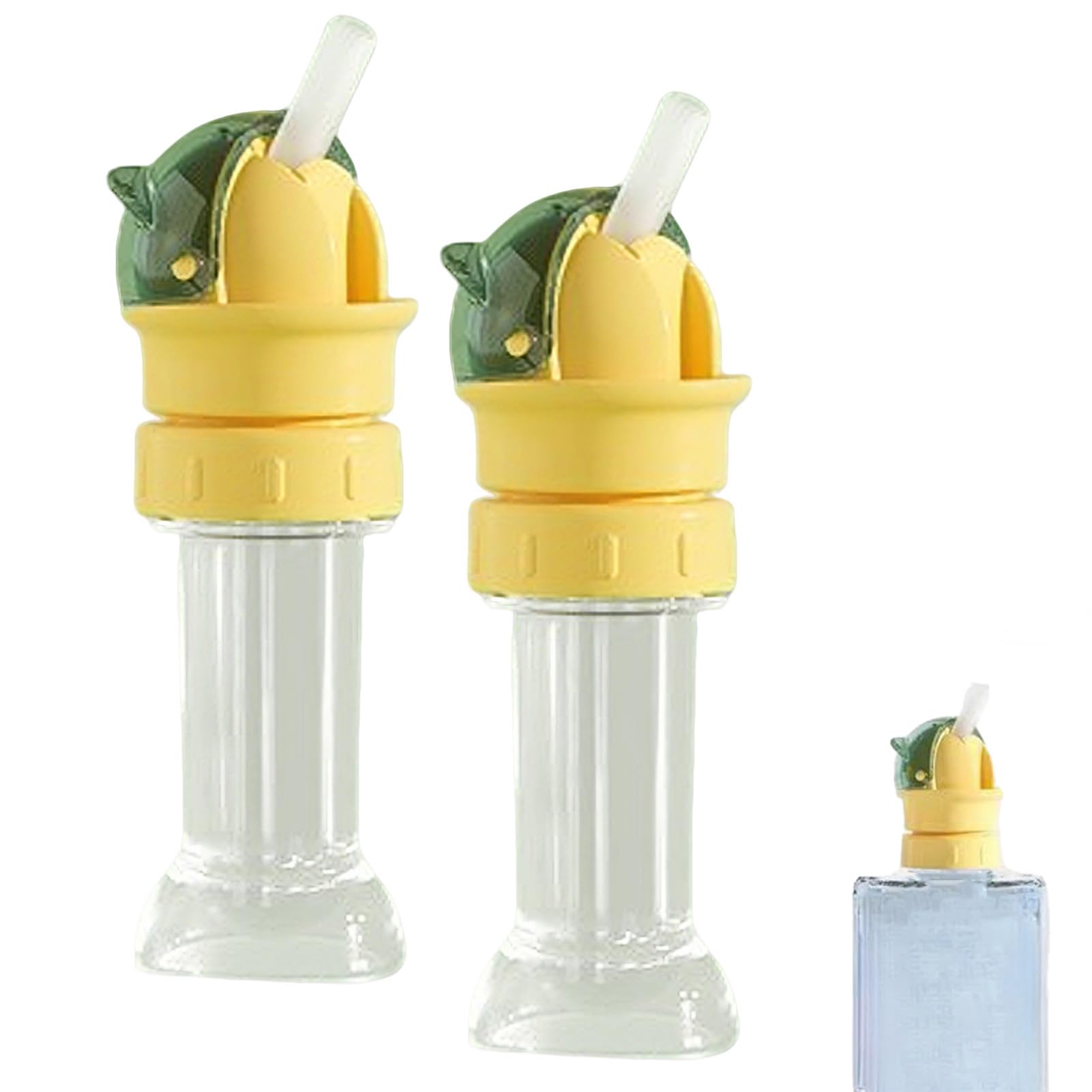 Eowduk Green * 2 Water Bottle Spout Conversion Cap With Straw, Universal Fit For Juice & Water Bottles, Spill-Proof Flip Top Cover (Green * 2)