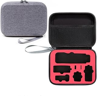Carrying Case Compatible for DJI Osmo Pocket 3, Head Camera Storage Bag Case Shockproof Clutch Carrying Bag Pouch for Drone Accessories Travel Protection Case Portable/Durable (Red Lining+grey)