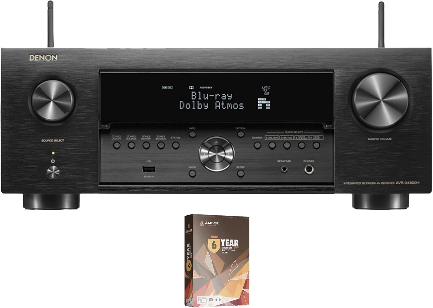 Denon AVRX4800H 9.4 Channel AV Receiver with Dolby Atmos and Surround with 6 Year Amber Protection Plan (2022)
