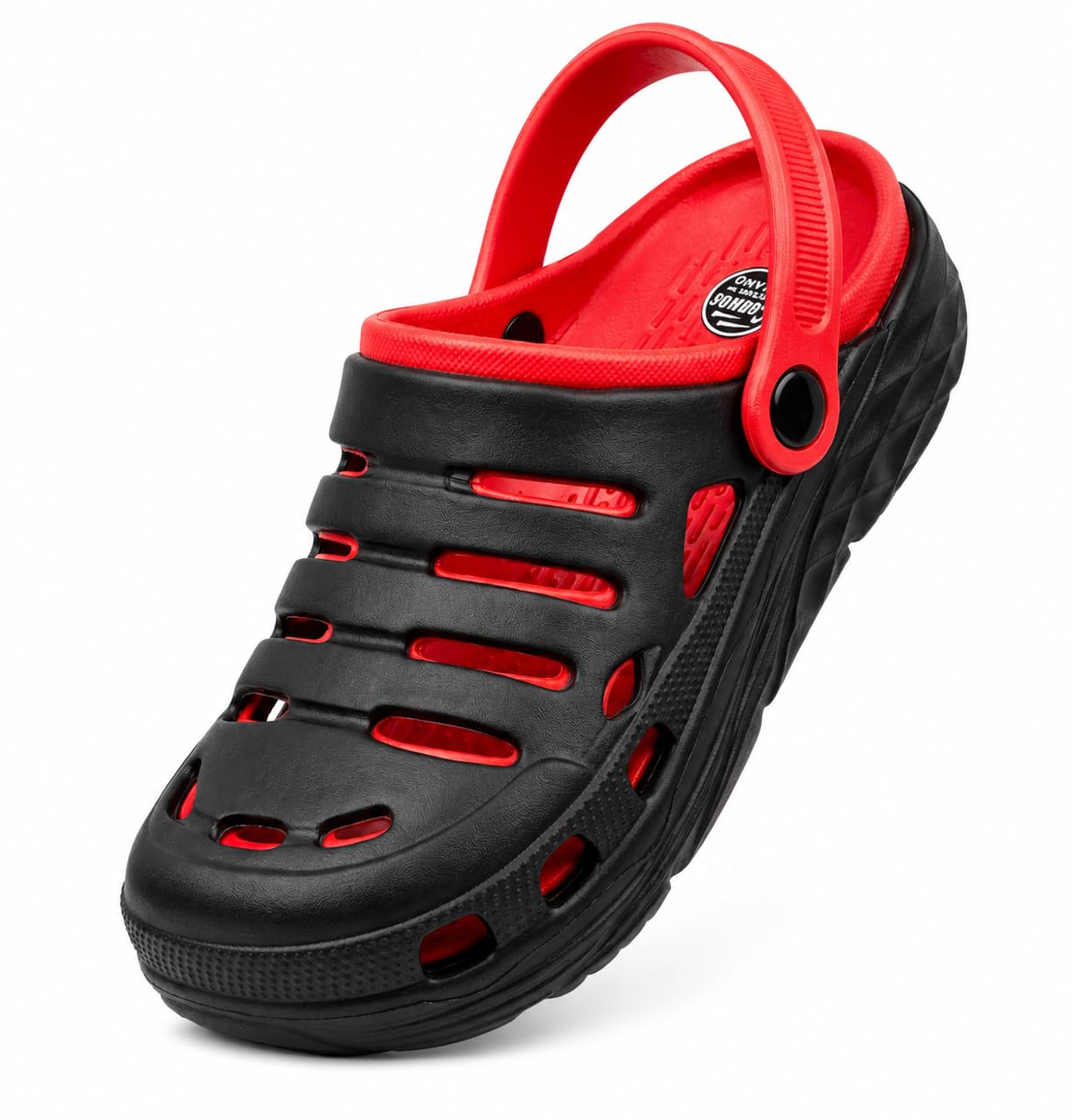 Men's Lightweight Classic Clogs || Sandals with Adjustable Back Strap for Men Black Red (Number 8)-picture-30