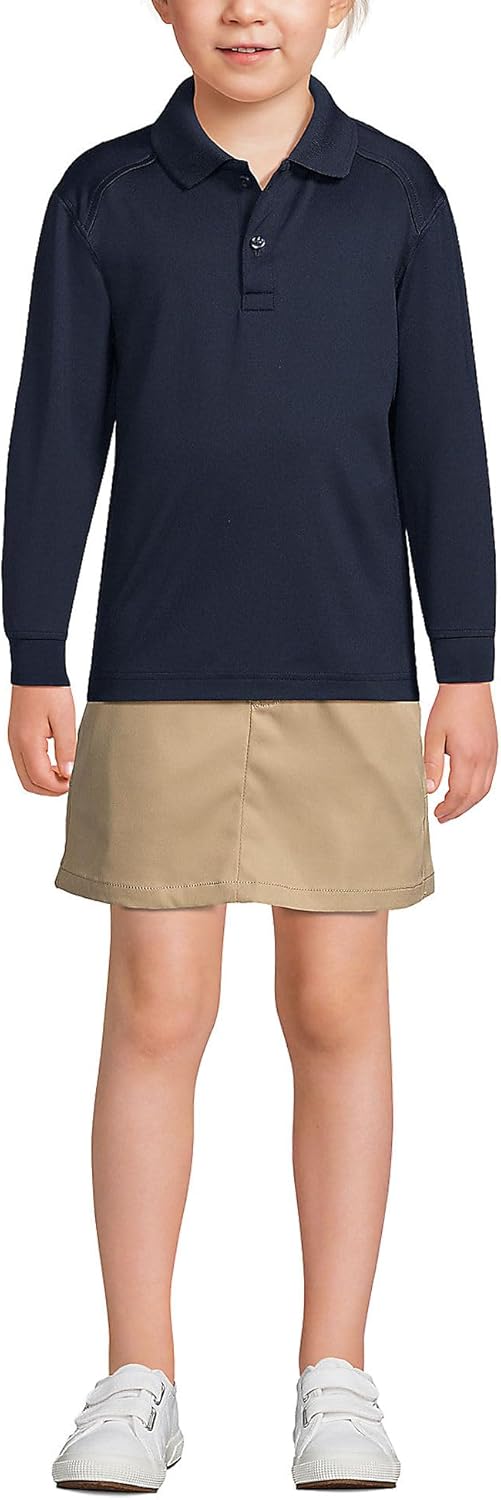 Lands' End School Uniform Kids Long Sleeve Rapid Dry Polo Shirt
