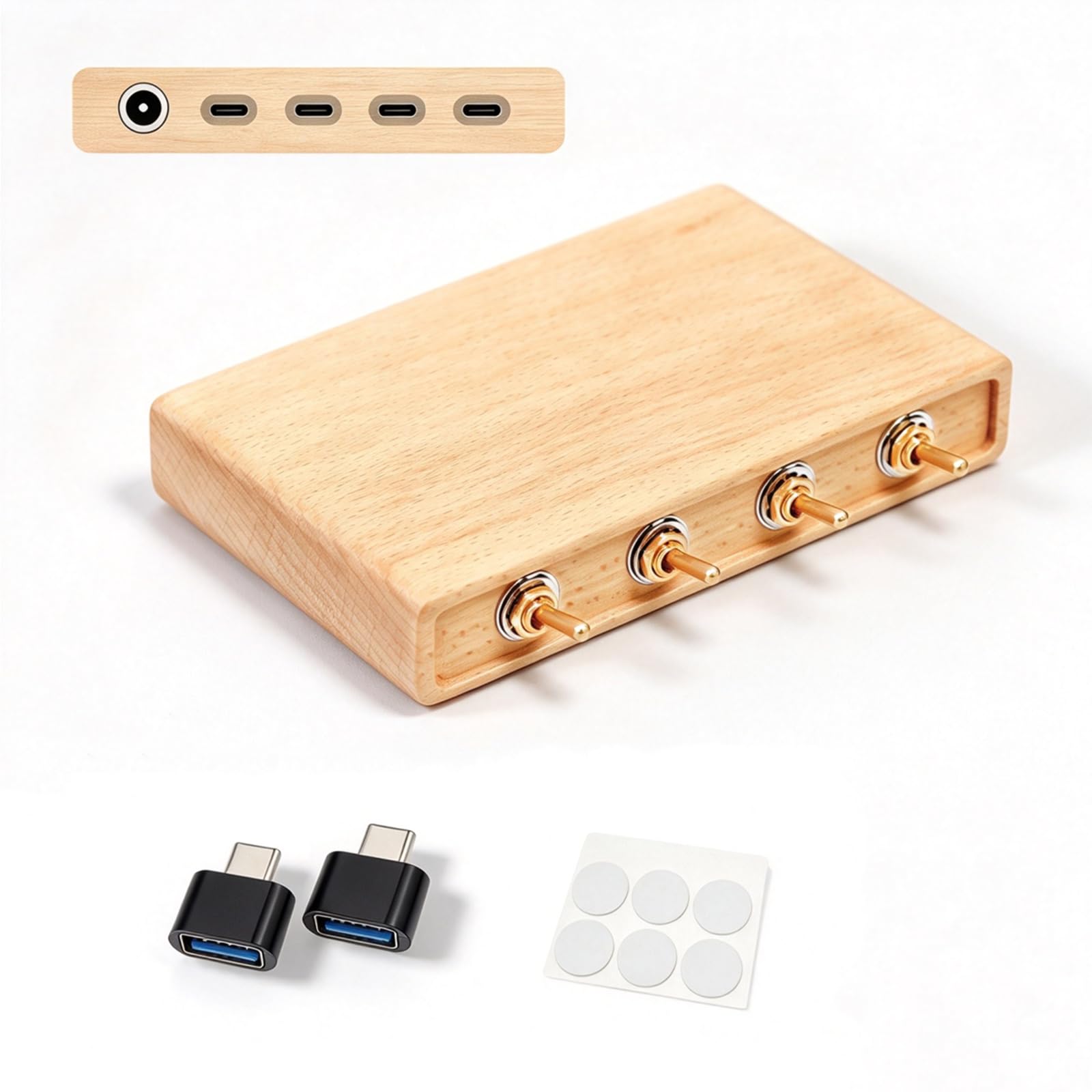 Multipresa USB con Interruttori, Hub di Alimentazione da Scrivania USB A Ricarica Rapida, Controllo Indipendente A 4 Canali, Ingresso Dc 9–30 V, Uscita 65 W X 4, Accessorio da Beech