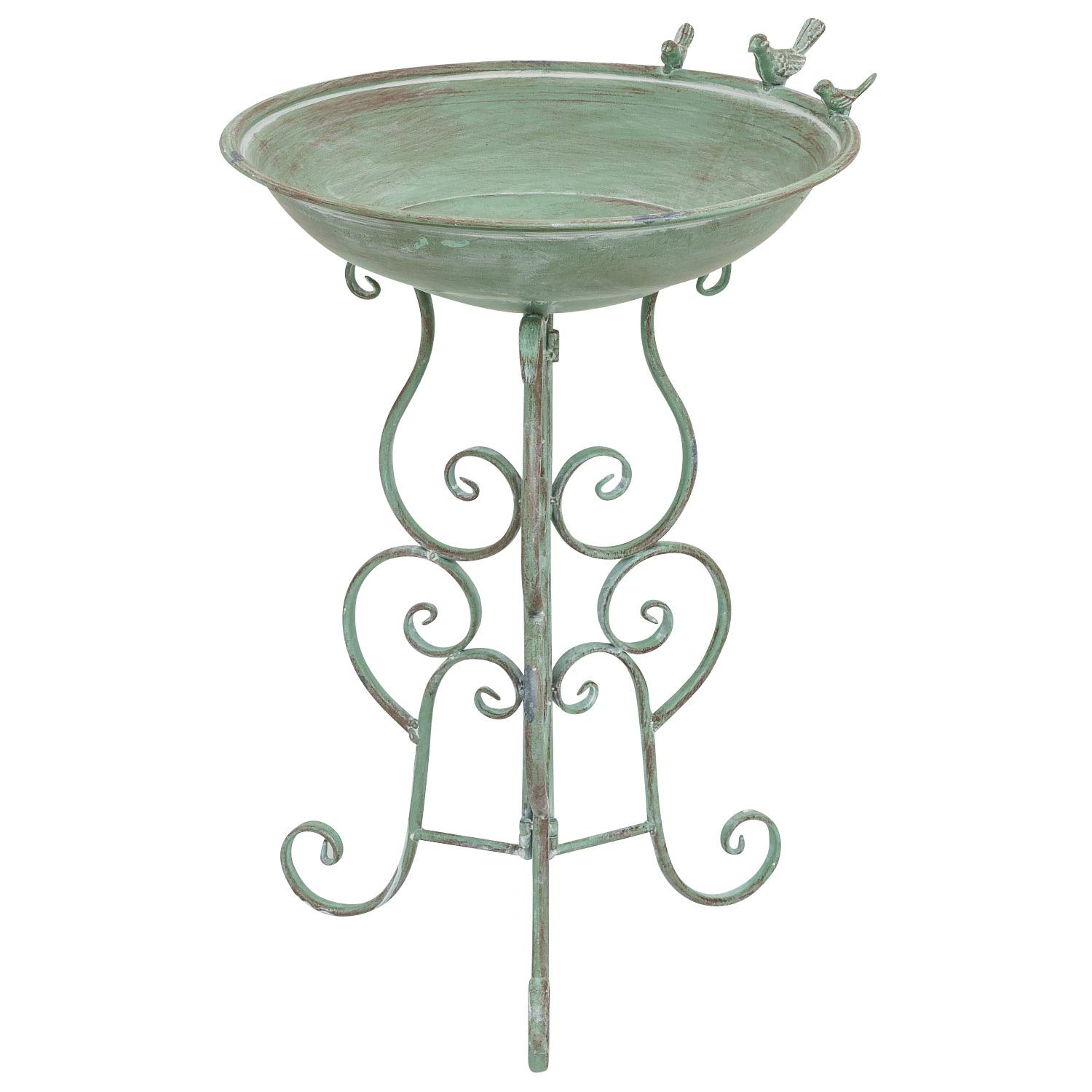 aubaho Vogeltränke Vogelbad Vogelbecken Garten Vogel Tränke Metall Antik-Stil grün 76cm Futterplatz