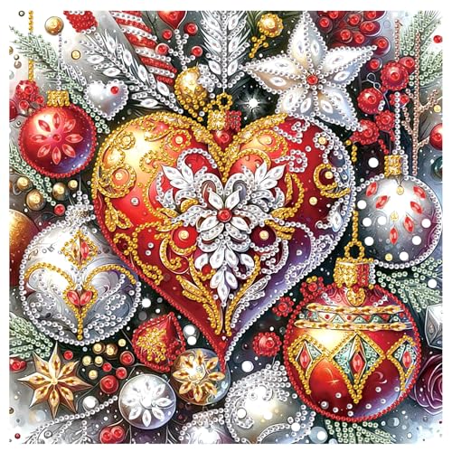 Image of 5D Special Shape Diamond Art Kits for Beginners, Diamond Art Painting Kits for Adults, Crystal Rhinestones Diamond Painting for Home Wall Christmas Decoration Gift 11.8x11.8 inch, Christmas Balls