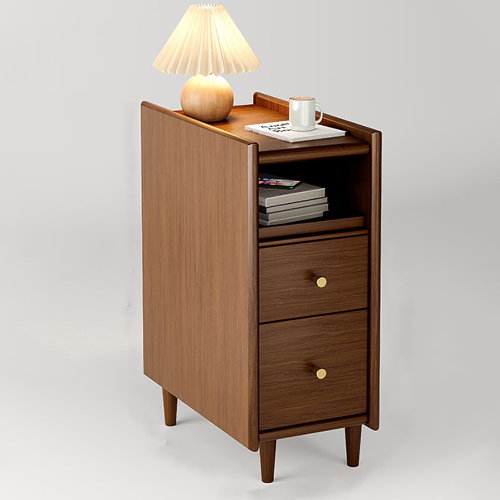 Table d'appoint élégante couleur bûche pour une chambre minimaliste et cosy