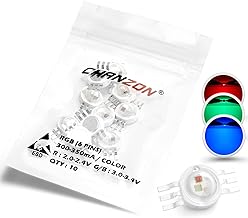 Chanzon 10 pcs High Power Led Chip 3W RGB 6 pins (300mA-350mA for Each Color 3 Watt) Multicolor Super Bright Intensity SMD COB Light Emitter Components Diode 3 W Bulb Lamp Beads DIY Lighting
