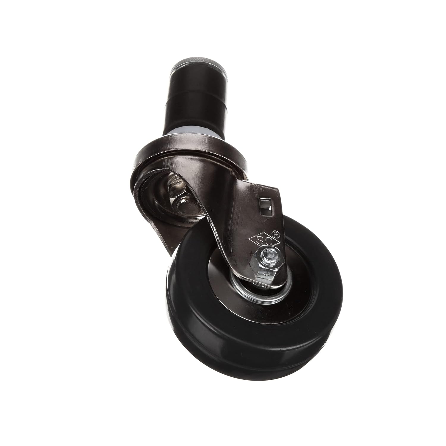 Medium Duty 1-1/2" Expanding Stem Caster with 3-1/2" Gray Rubber Wheel with Brake