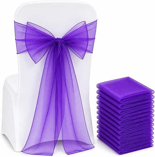 Elegant Organza Chair Sashes Sheer Fabric Sashes for Weddings, Parties,