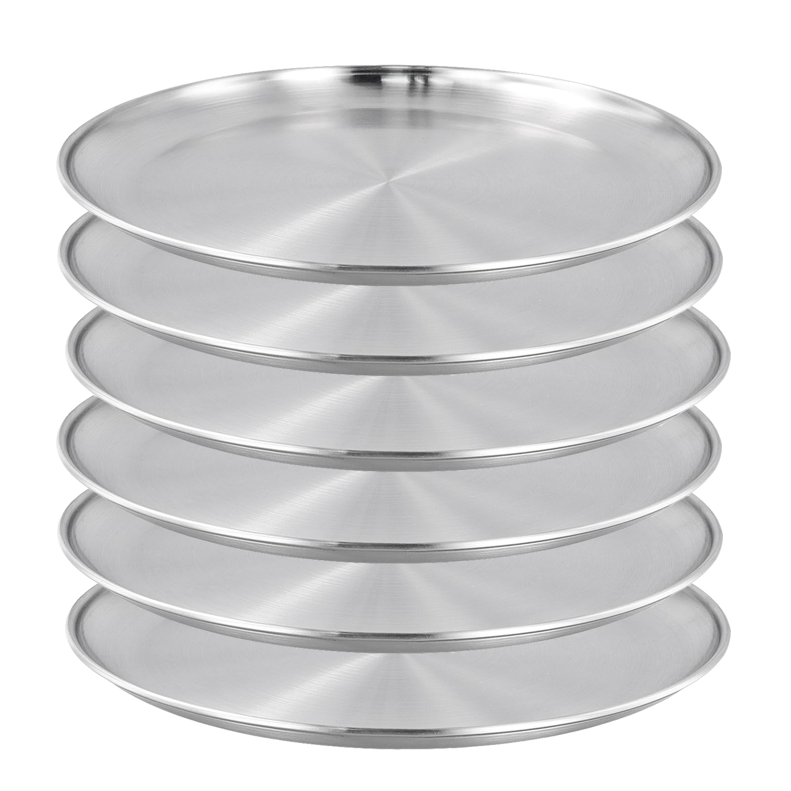 Set di 6 Piatti Rotonde in Acciaio Inox, da 30 cm, di Stoviglie da Tavola Portatile, Picnic, barbecue