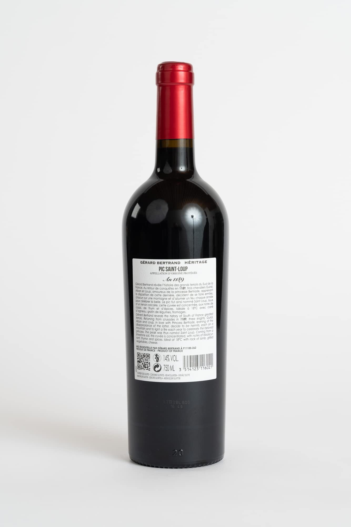 Gérard Bertrand Héritage "An 1189" 2024 – Vin Rouge AOP Pic Saint Loup – 6x75cl