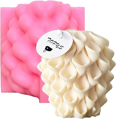 Miniatura 10 de TOPYS Moldes estéticos de pilar a rayas, molde de vela cilíndrica de pilar alto, molde de silicona a rayas abstractas geométricas acanaladas para