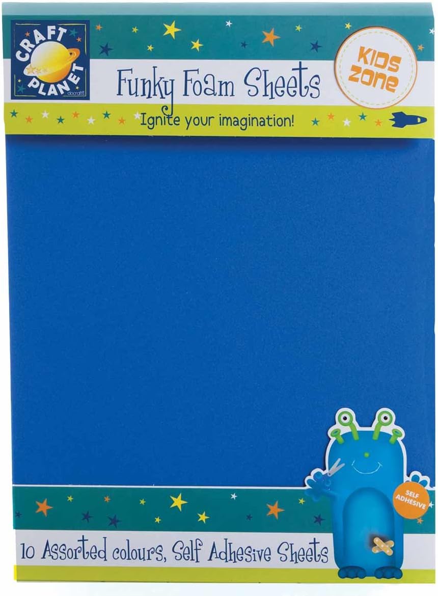 Craft Planet 9 x 12-inch Self Adhesive Funky Foam Sheet, Pack of 10