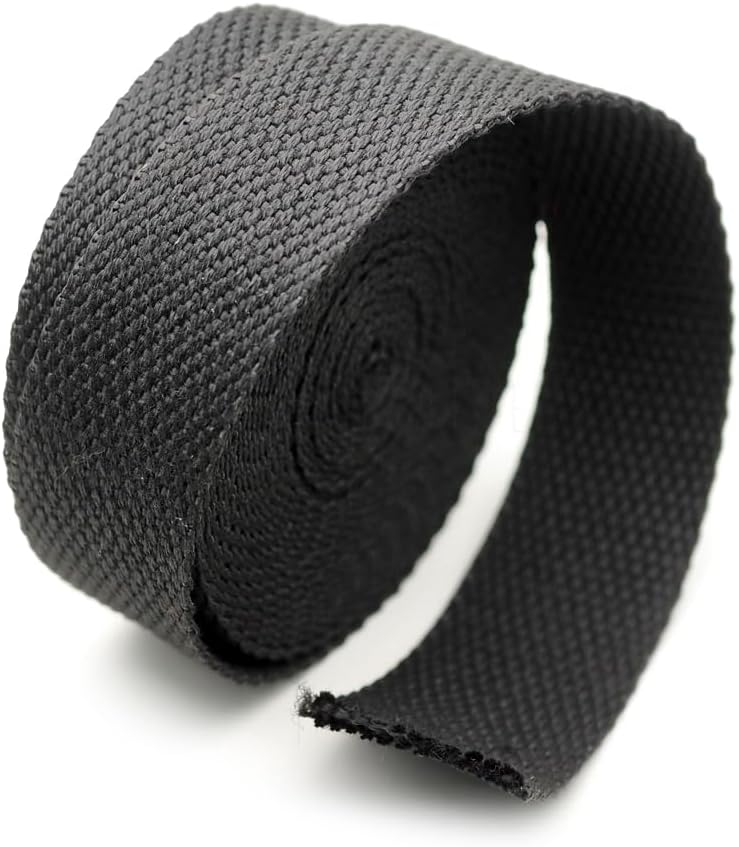 CRAFTMEMORE Black Webbing, Natural Cotton Webbing, Ribbon for Arts & Crafts, Fabric Purse Strap, Belting, Tote Bags (1 1/4 Inch, 50 Yards)