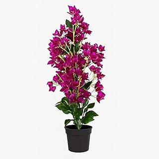 GREEN EXCHANGE 30-Inch Artificial Bougainvillea Plant with Pot – 2 Lifelike Silk Flower Stems, UV-Resistant Faux Plant for Price In India