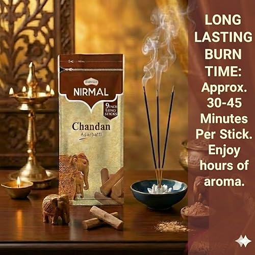 Vista 26 de Shubhkart Nirmal - Varitas de incienso de sándalo, paquete de 2 inciensos, 200 varitas de alta calidad, Haldi Chandan, fragancia de larga duración