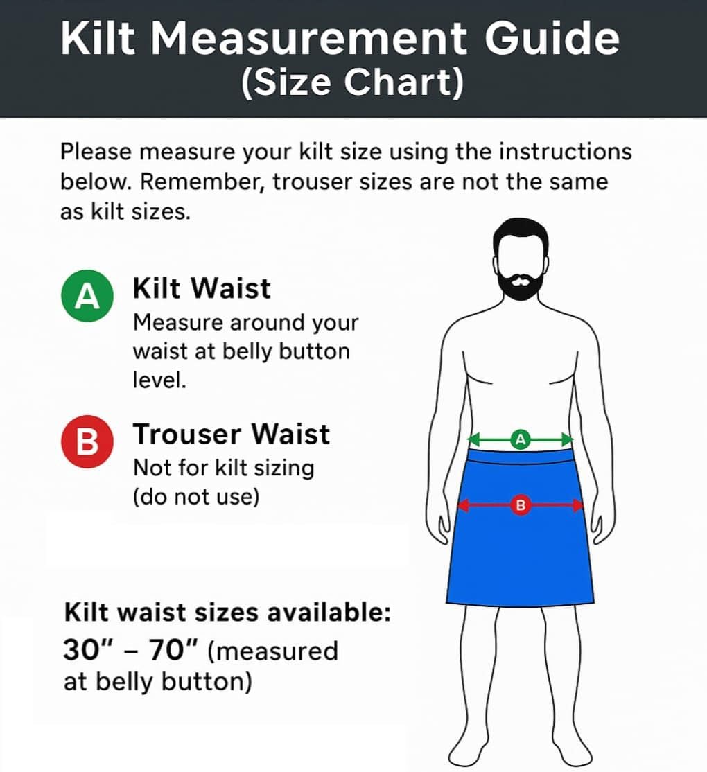 Men's Hybrid Black Cotton & Tartan Utility Kilts with Leather Straps-Kilts for Men (Blackwatch, 44)