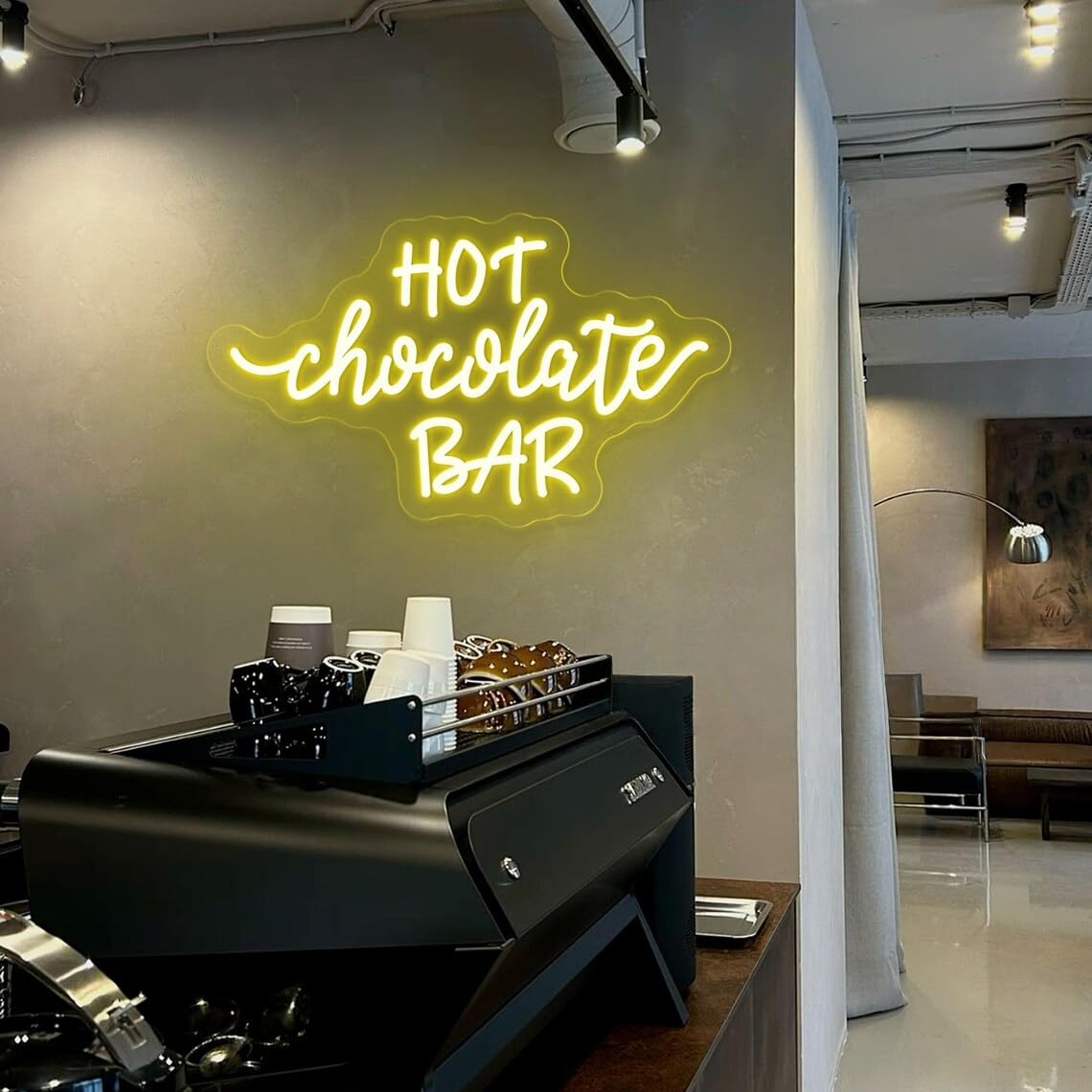 Hot Chocolate Bar Neon Sign, Winter Hot Drink Coffee Bar Christmas Kitchen Home Wall Decor