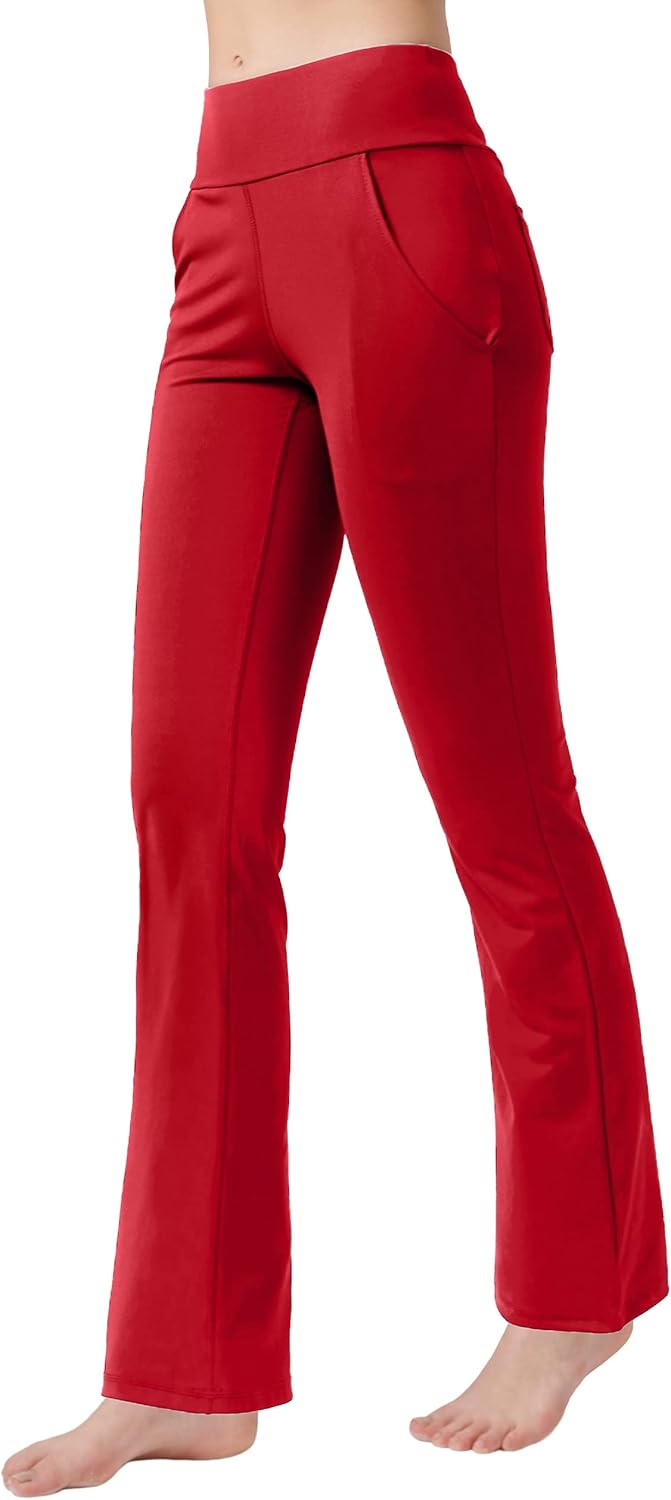 nuveti Women's High Waisted Boot Cut Yoga Pants 4 Pockets Workout Pants Tummy Control Women Bootleg Work Pants Dress Pants - Image 3