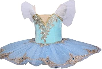 Amazon バレエ レオタード子供 バレエ レオタード キッズ バレエレオタード 大人 ビジュー飾り チュチュ リトルスワン レオタード ドレス チュチュスカート 舞台衣装 バレエ練習着 大人 競技着 練習用 新体操 140 ブルー Augustagainaz バレエ