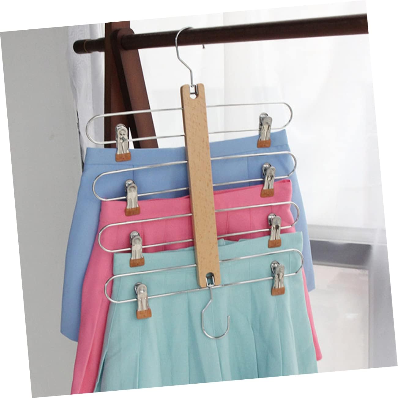 Outanaya 1pc Multilayer Skirt Hanger with Clips Pants Rack for Closet Organization Space Saving Clothing Storage for Skirts and Trousers