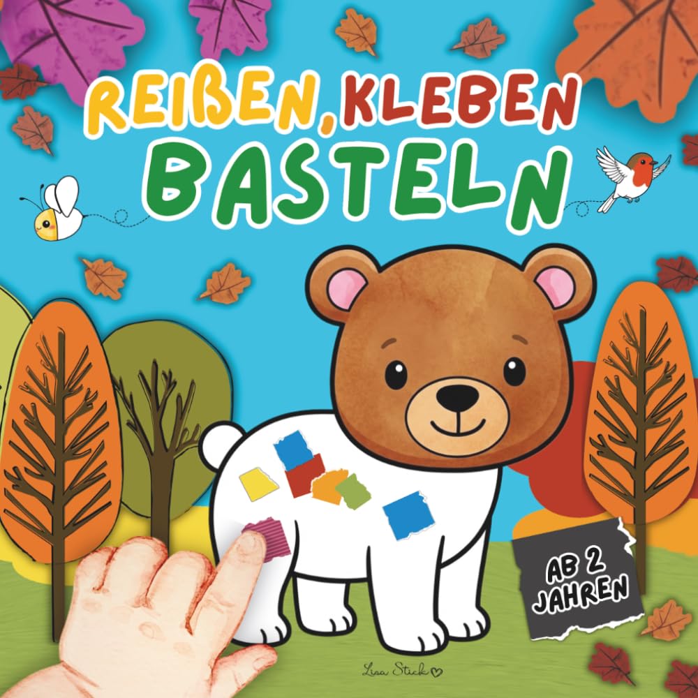 Reißen, Kleben, Basteln ab 2 Jahren: Mein kunterbuntes Bastelbuch mit 48 niedlichen Tiermotiven – Inklusive Farbigem Papier zum Ausschneiden