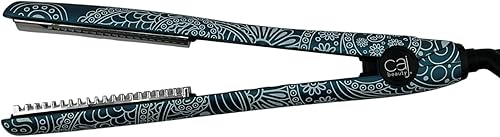 CAJ Beauty Plancha de estilo abatible y doblada en cachemira de zafiro, tecnología Thermatru, peine de dientes flotantes de titanio de 1 pulgada,