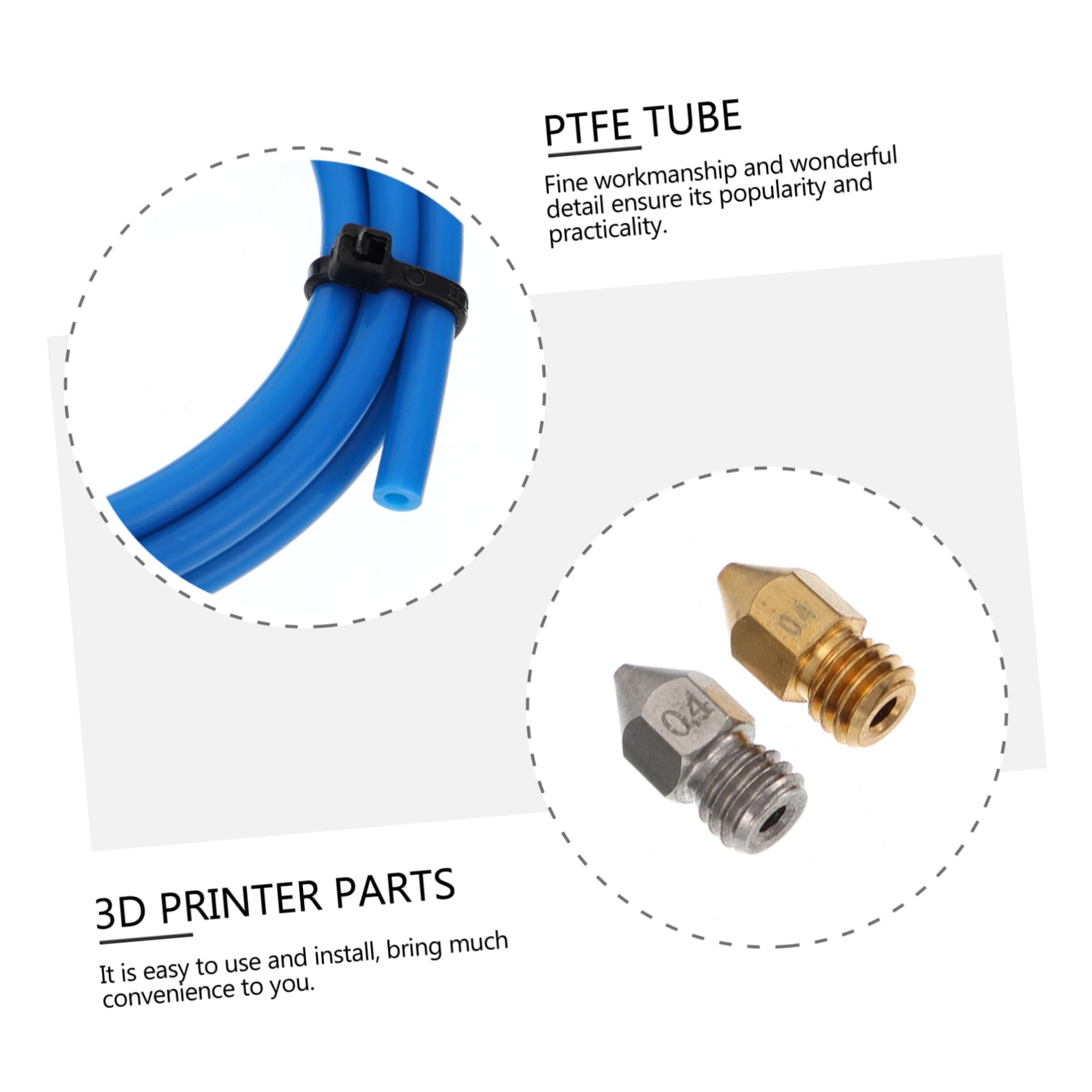 iplusmile 3ensembles Kit Pour Imprimante De Tuyaux Ptfe Coupe-tube Et Extrudeur Avec Silicone Pour Impression Précise Et