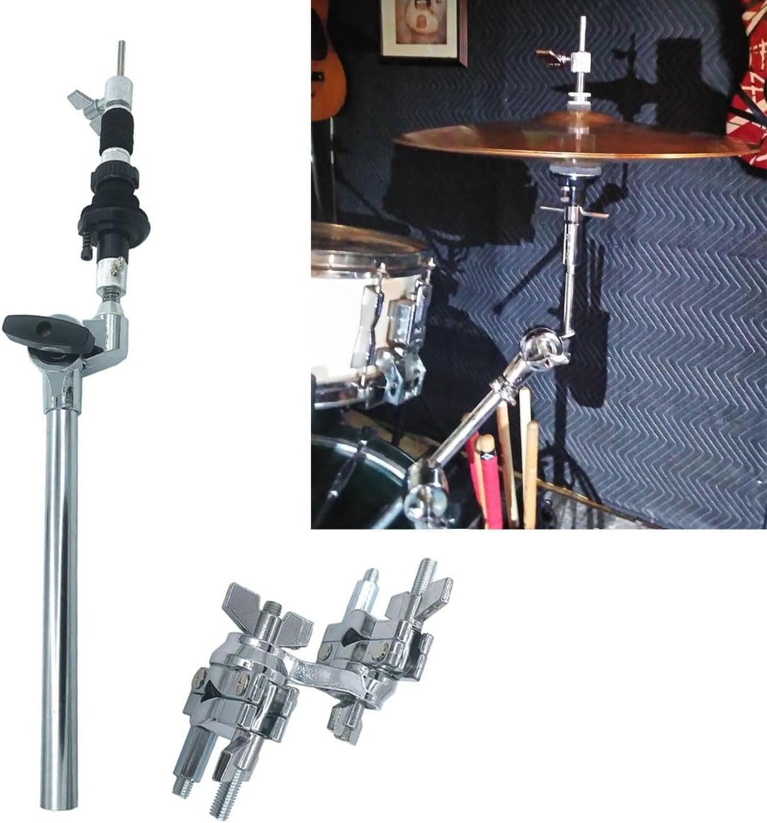 Closed Hi Hat Attachment with Rotating Multi-Clamp, Adjustable Cymbal Tilter Attachment Drum Cymbal Stand Boom Arm Compatible with Auxiliary Hihats or Stacks Percussion Hardware Accessories
