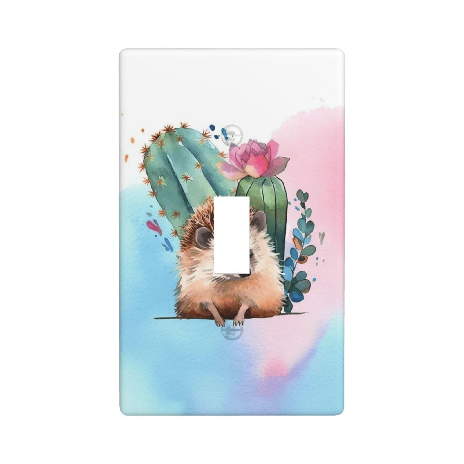 Decorator Wall Plate Cover Single Toggle Light Switch Cover Watercolor hedgehog Wallplates Blank Electrical Rocker Switch Plate Covers for Electrical Outlets Decorative 1 Gang 4.5" x 2.76"