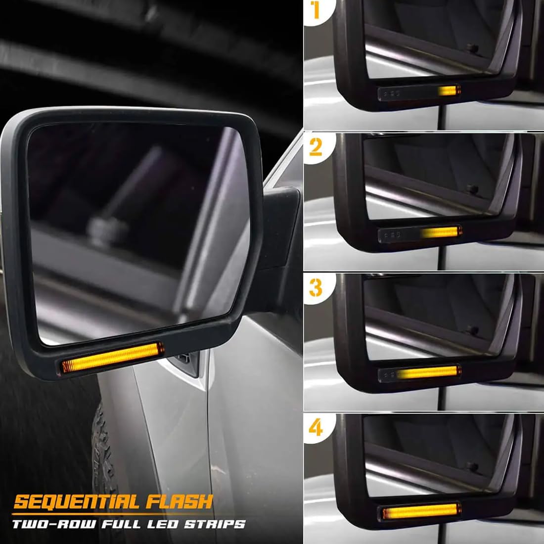 Dynamiczny reflektor boczny LED w lusterku Kierunkowskazy Compatible for Fordem F150 Raptor Expedition i Lincoln Mark LT lampa migacz Wskaźnik widoku z tyłu (zestaw dla 2 sztuk)