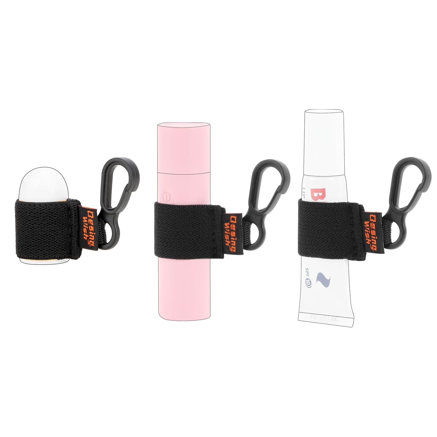 Desing Wish 3 PCS Mini Chapstick Holder Keychain Elastic Sleeve Chapstick Keychain Holder for Lip Balms/Lip Gloss/Lipsticks, Portable Lip Balm Holder