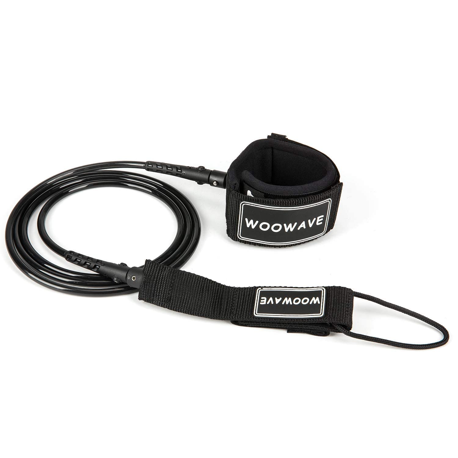 WOOWAVE Surfboard Leash Premium Surf Leash SUP Leg Rope Straight 6/7/8/9 feet for All Types of Surfboards (Black, 7ft & 7mm)