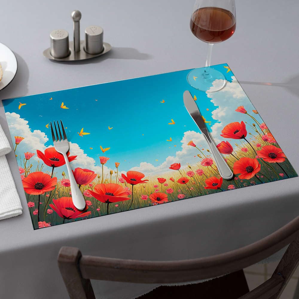 Sets de table de Pâques lavables tapis anti-tache pour comptoir de cuisine x6