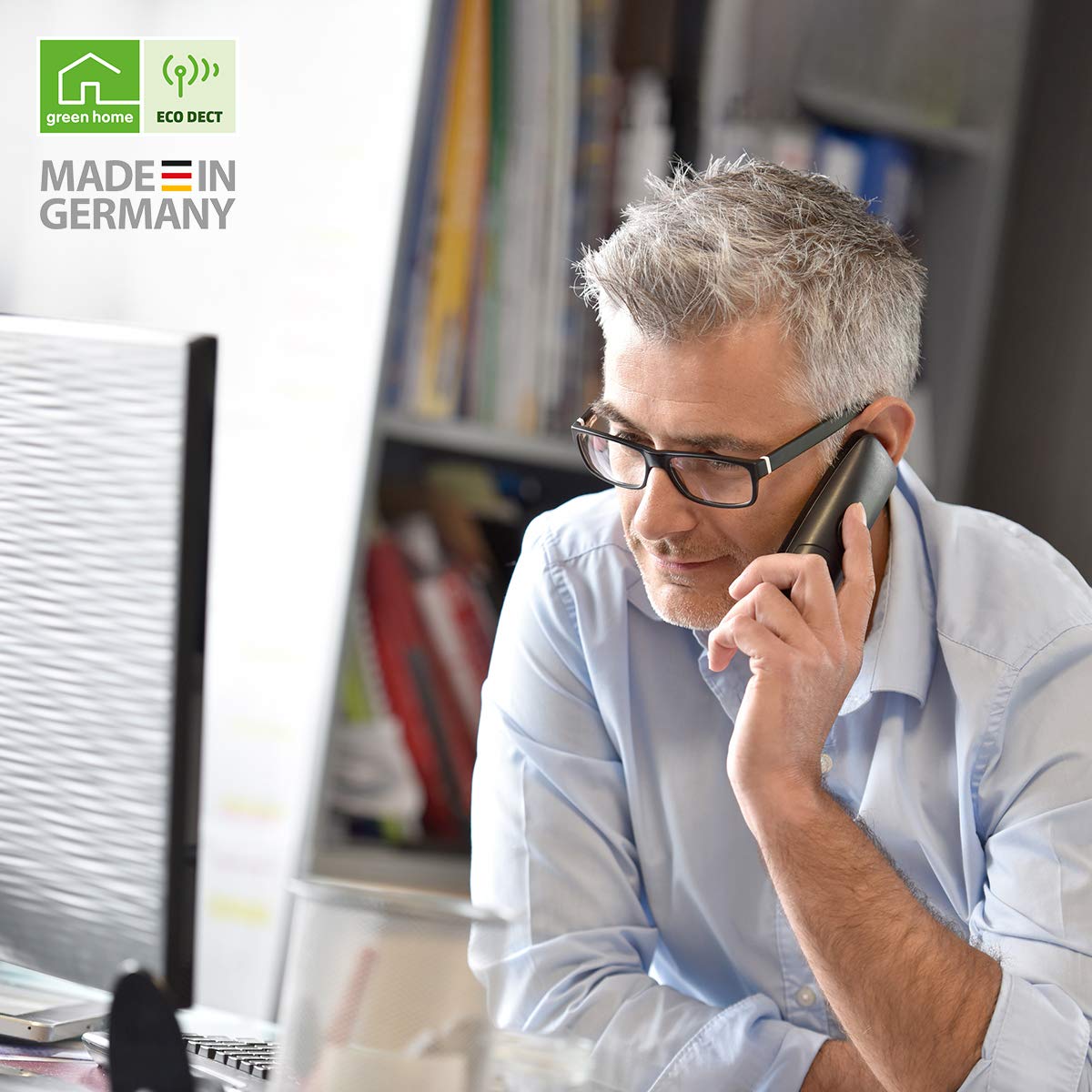 Gigaset Comfort Trio – 3 schnurlose Telefone für Büro und Zuhause mit großem Display und Freisprechfunktion – einfache Bedienung, anthrazit-grau