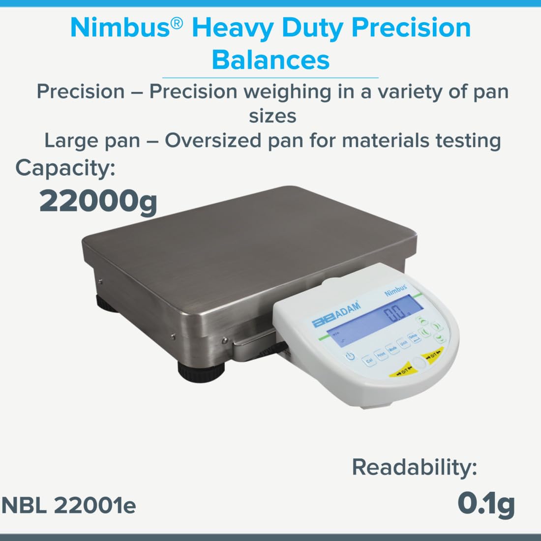 AE ADAM NBL 22001e Bilance Analitiche e di Precisione con Calibrazione Esterna, 22Kg x 0.1g