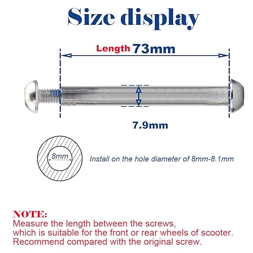 Miniatura 2 de M8 - Juego de tornillos Allen para eje de acero al carbono de grado 0.346 x 1.102 in x 3.386 in para delantero trasero 2 3 4 ruedas Stunt Scooter