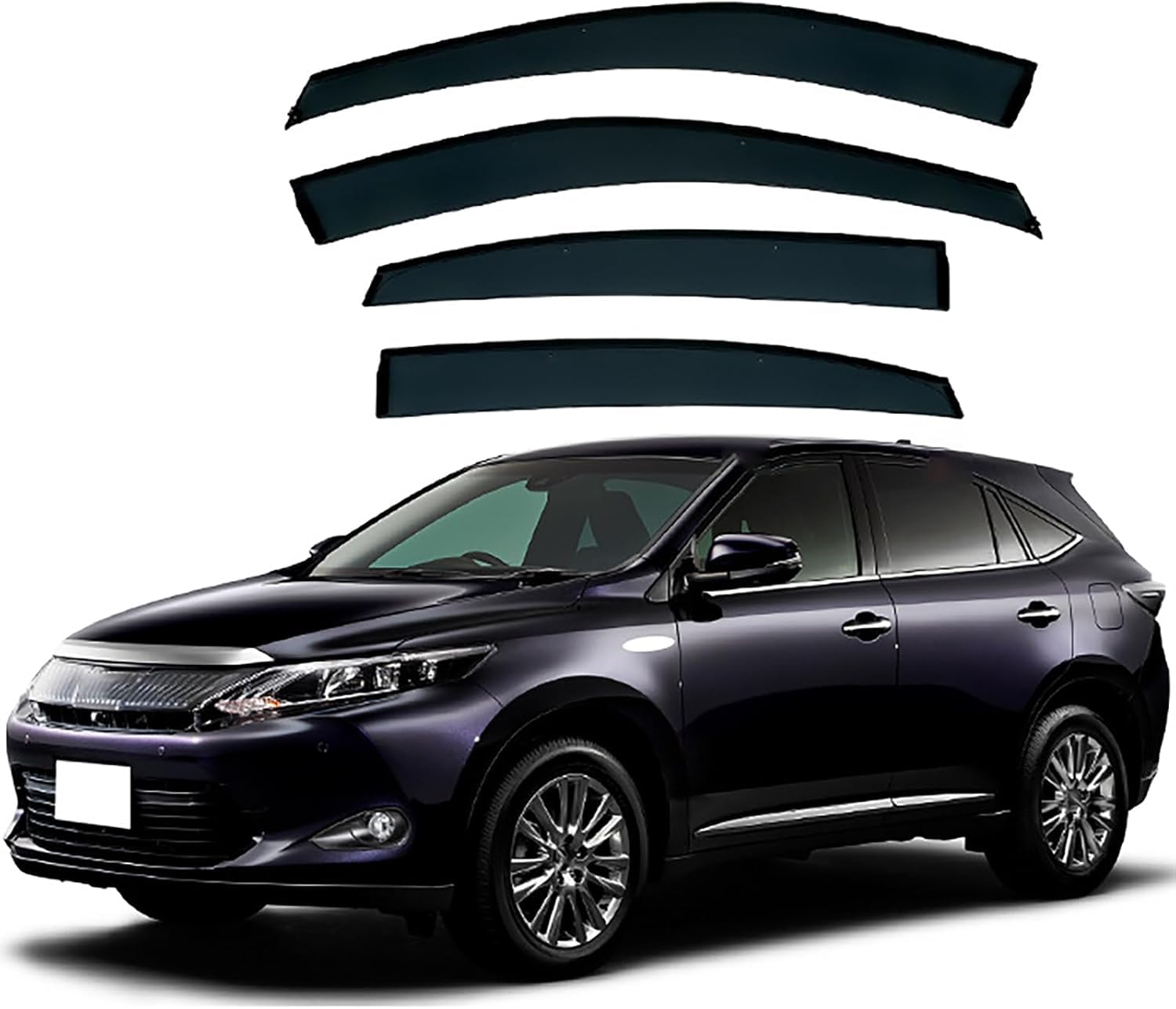FengXH Window Deflectors for Toyota Harrier MK3-XU60 2014-2020 - 4pc Smoke Tint, Waterproof, Noise Reducing.