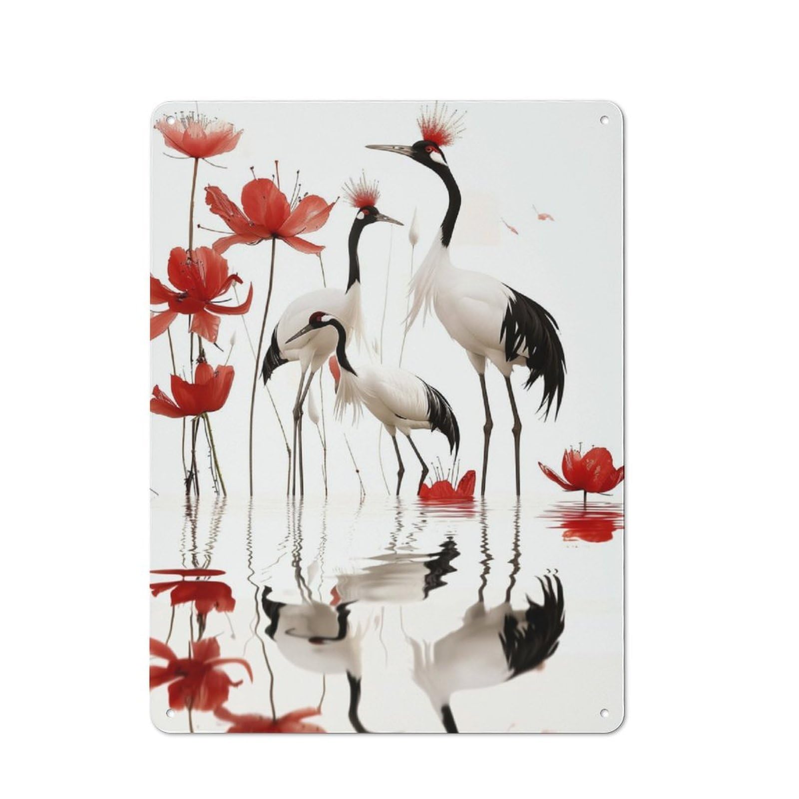 Junmoney Crane Metal Plaque 40X30cm With For Garage Wall, Vintage Decor, Autumn Home Decor For Collectors Of Metal Signs